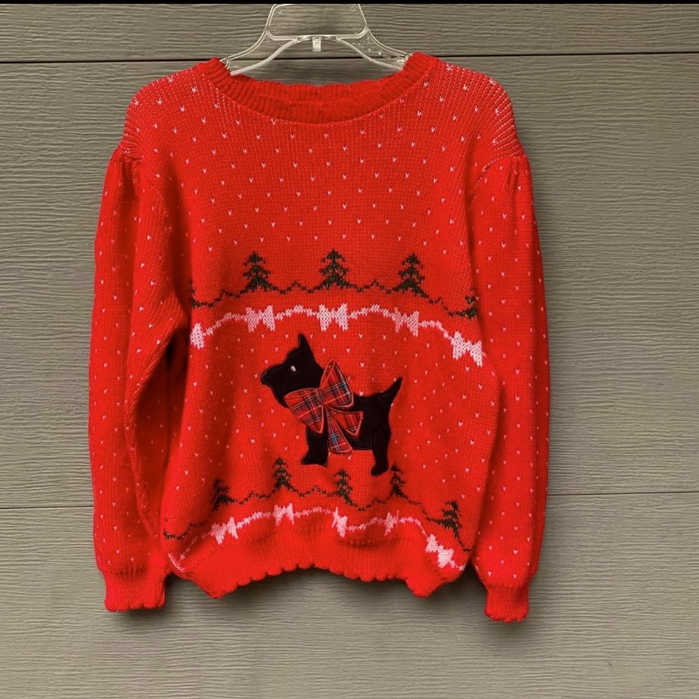 Red vintage Scottie dog doggie sweater
